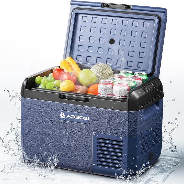 AAOBOSI Kompressor Kühlbox 25L, Tragbare Elektrische Kühlbox 12V/230V, IPX4 Wasserdicht, -20°C bis 2