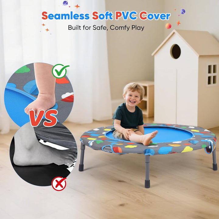 Trampolin Kinder,Ø 93cm 3-in-1 Multifunktionstrampolin bis 150kg belastbar mit Bällebad und 100 Bäll