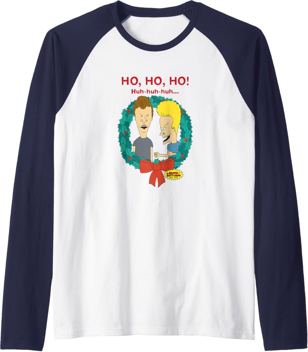 Beavis and Butt-Head Laugh Christmas Wreath Raglan
