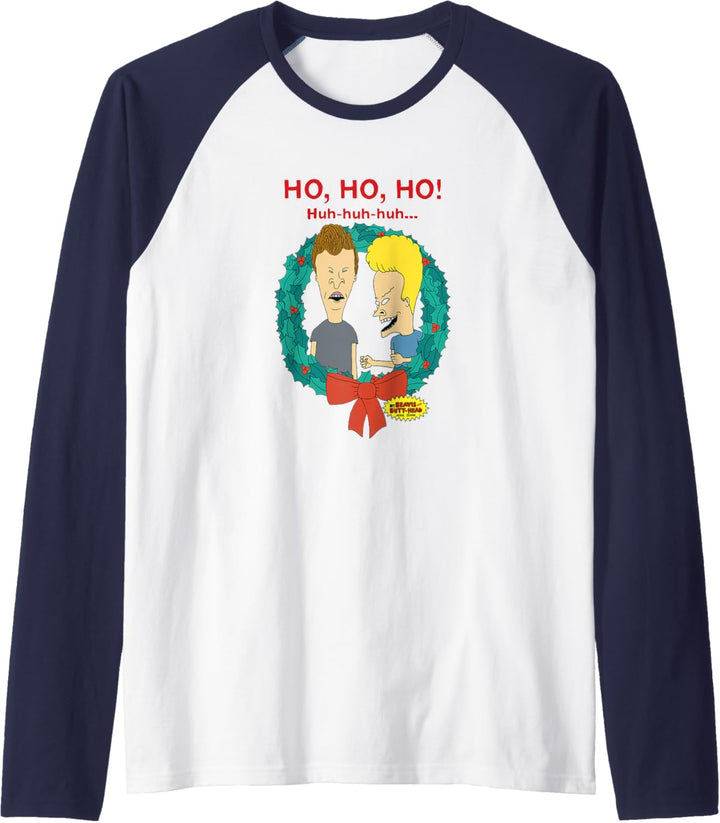 Beavis and Butt-Head Laugh Christmas Wreath Raglan