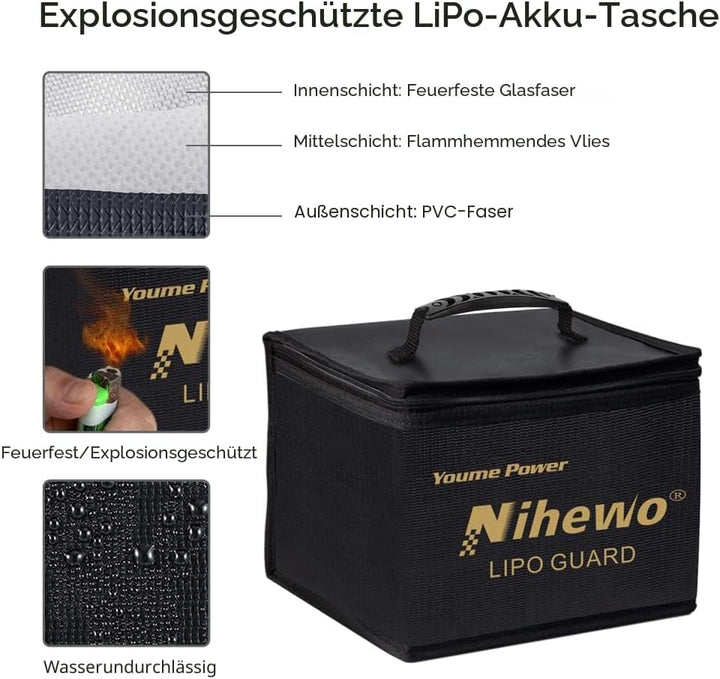 Lipo Safe Bag Feuerfeste, explosionssichere Tasche, Organizer, grosse Kapazität, Lipo Guard Safe Pou