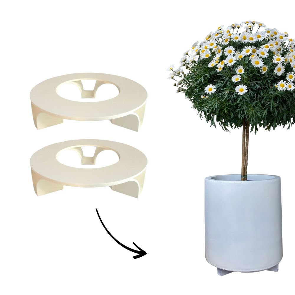 2er Set - Untersetzer Blumentopf – Farbe: Cremeweiss - Rund: 16cm Durchmesser - Recycling Material -