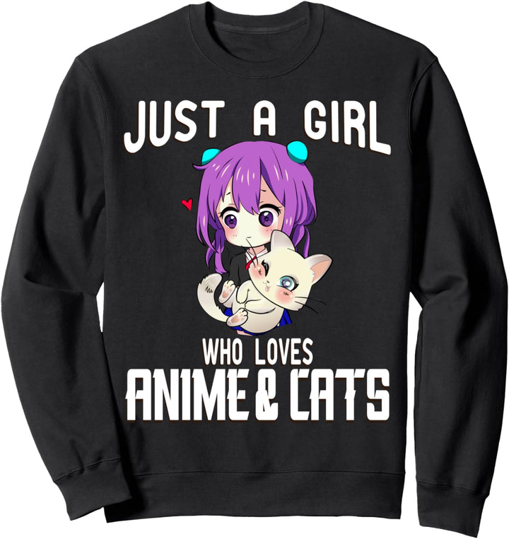 Nur ein Mädchen, das Anime und Cats Lover für Teen liebt Sweatshirt