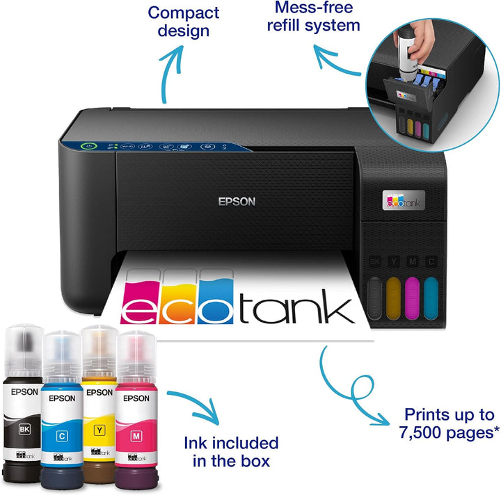 Epson EcoTank ET-2861 stampante multifunzione inkjet 3in1 A4, serbatoi ricaricabili alta capacit?, 4