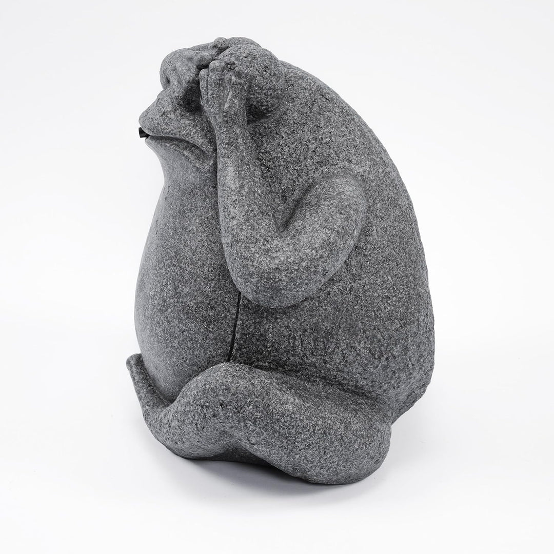 esotec Solar Set Wasserspeier Frosch sitzend, Solarpumpe, Teichfigur Gartenfigur Gartenstatue, Tauch