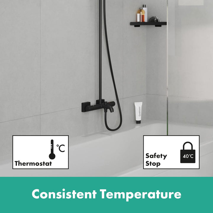 hansgrohe Wannen-Duschsystem Vernis Shape, Brausekopfgrösse 240 x 240 mm, Duschset mit Wannenthermos