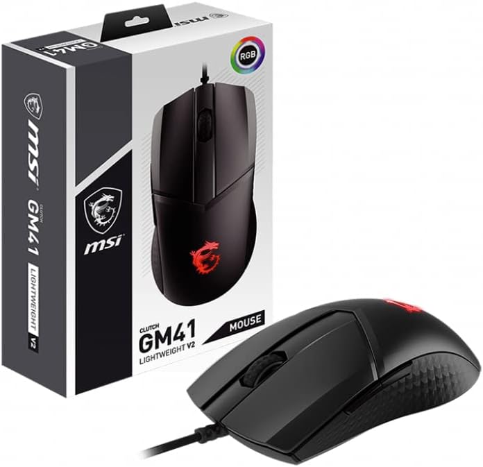 MSI CLUTCH GM41 LIGHTWEIGHT V2 Gaming Maus - 16.000 DPI Optischer Sensor, symmetrisch, 60Mio+ Click