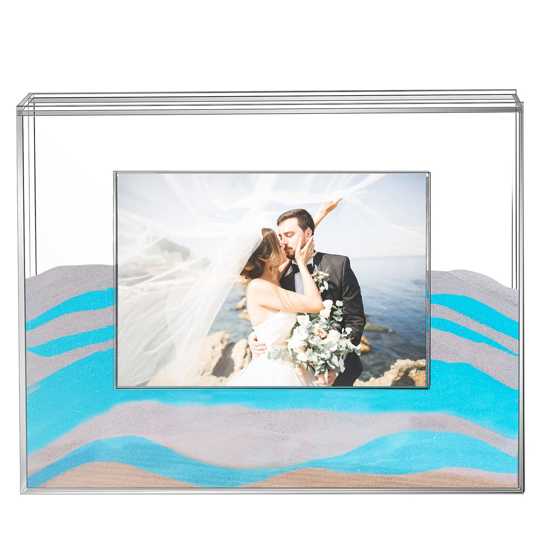 Queekay Hochzeitseinheit Sandzeremonie Bilderrahmen klar Acryl Sand Zeremonie Schattenbox mit Bilder