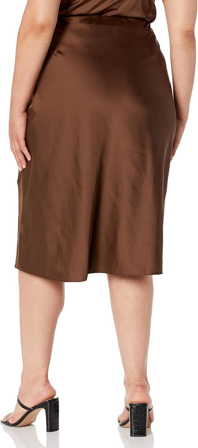 The Drop Damen Maya Rock, seidiger Slip-Skirt-Stil L Kaffee, L Kaffee