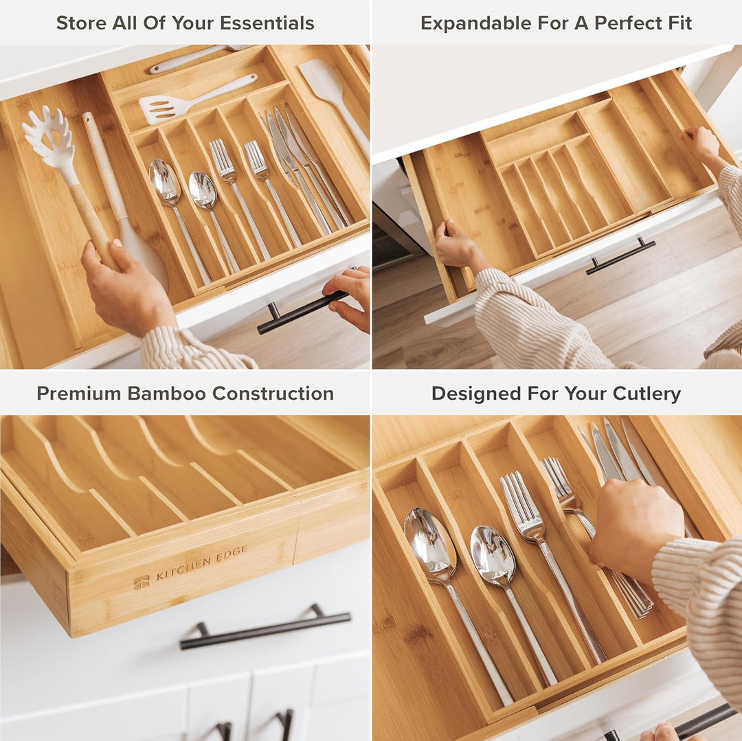 KitchenEdge Besteckkasten und Utensilien-Organizer für Küchenschublade, erweiterbar auf 71 cm Breite