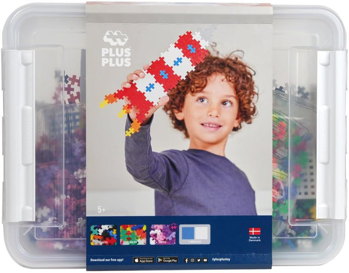 Plus-Plus 9603406 Kreativ-Bausteine Box, Geniales Konstruktionsspielzeug, 2400 Teile, Basic, Rosa Si