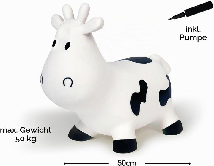 BS Toys GA126 Springende Kuh-Hüpftier-Geeignet für Indoor-Oder Outdoor Spiele, ab 3 Jahre-Schwarz un
