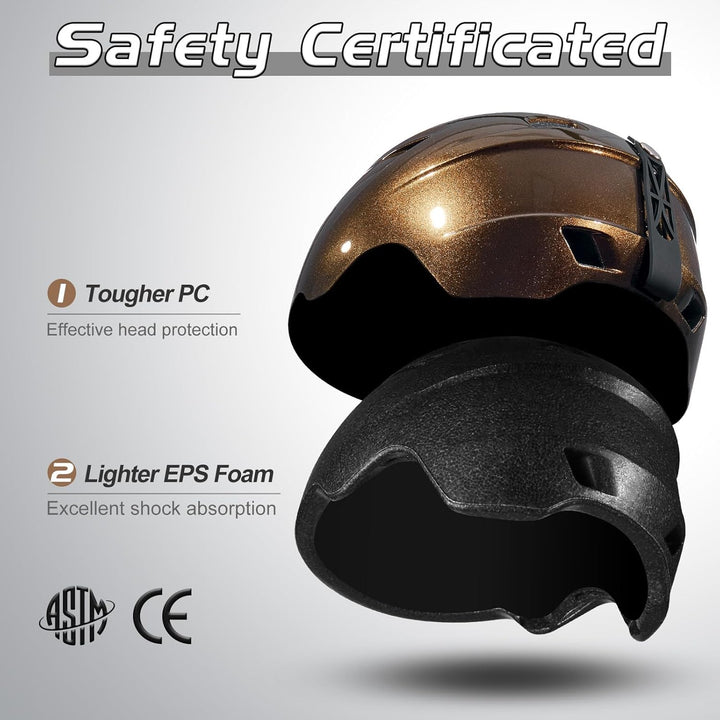 Odoland Skihelm und Skibrille Set Snowboardhelm mit Snowboardbrille für Damen und Herren Ski Goggles