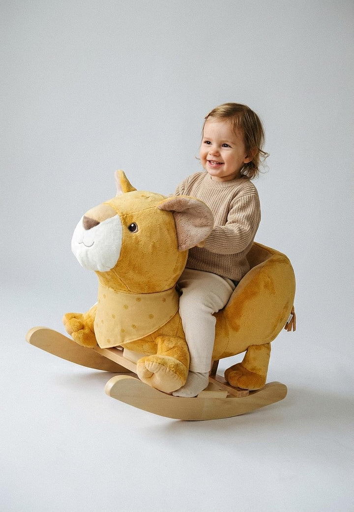 Sterntaler Schaukeltier Löwe Leo - Schaukelpferd aus Flausch & Holz - weiche Sitzfläche - Spielzeug