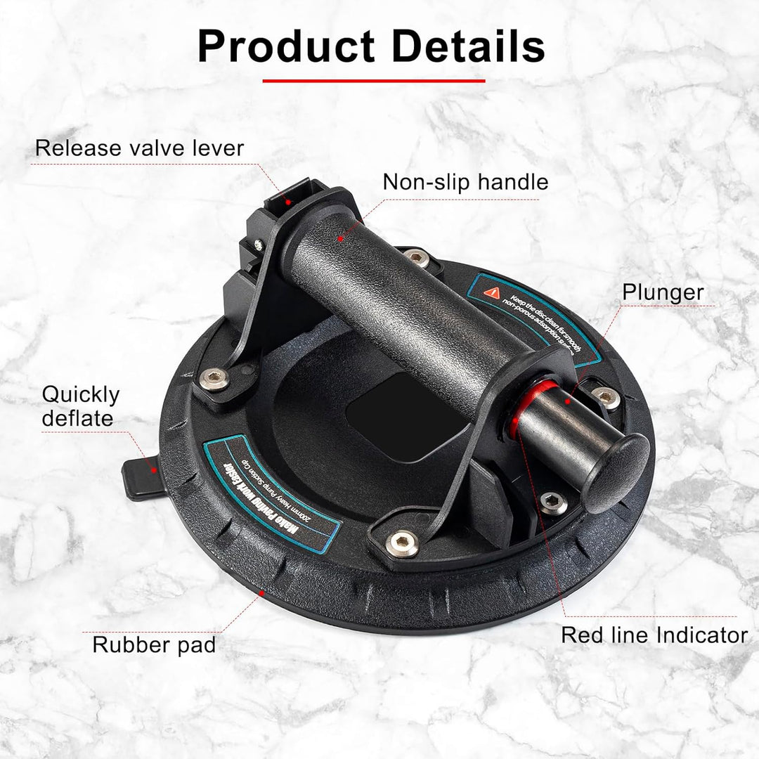 YUENGJGI 2 Pack 8" Glasheber Saugheber Vakuum Saugheber,Starker Saugnapf-Geeignet für schweres Glas,