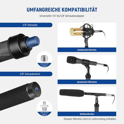 NEEWER Verbesserte Mikrofon Galgenstange, 300cm Teleskop Kohlefaser Mikrofonarm mit 5 Abschnitten, 1