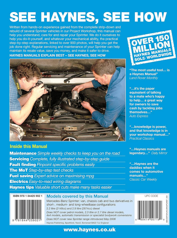 Mercedes-Benz Sprinter Diesel (95 - Apr 06) Haynes Repair Manual, Taschenbuch