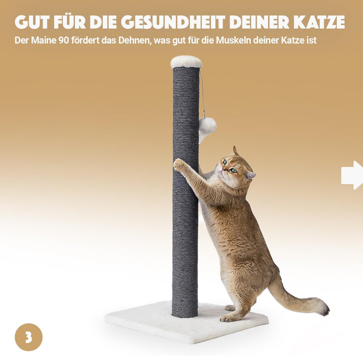 Petrebels Kratzsäule mit 90 cm Sisalstamm, Kratzstamm Maine 90, Off-White | extra stabil, platzspare
