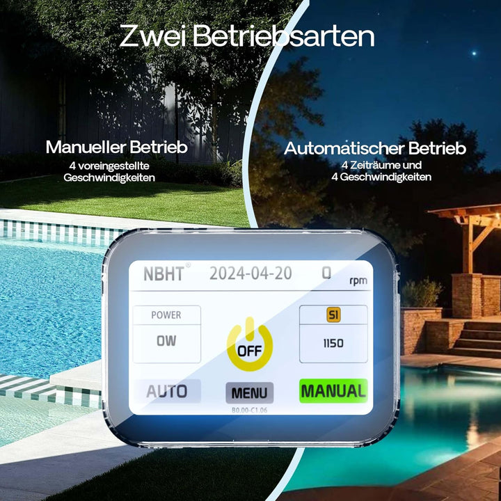 XPOtool Poolpumpe mit variabler Drehzahl 750W Schwimmbadpumpe 21000l/h Umwälzpumpe 17m Förderhöhe