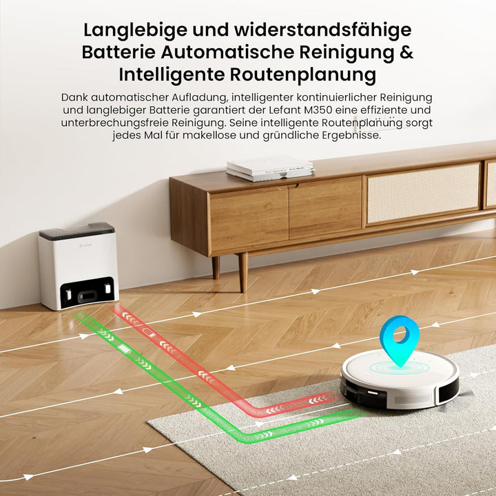 LEFANT M350 Staubsauger Roboter mit Absaugstation, Saugroboter mit 7.9cm Flaches Design, No-Go-Zone,