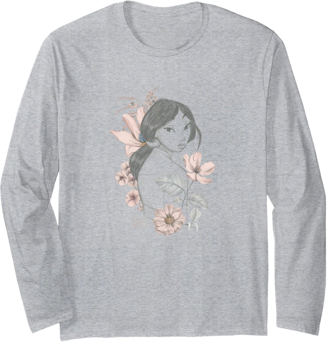 Disney Mulan Line Art Portrait Langarmshirt