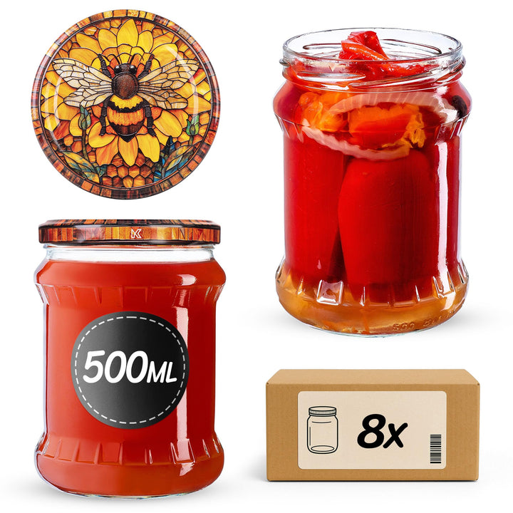 KADAX Einmachgläser 500ml TO82, Sturzgläser Mason Jar mit Schraubdeckel, Luftdichte Twist-off Gläser
