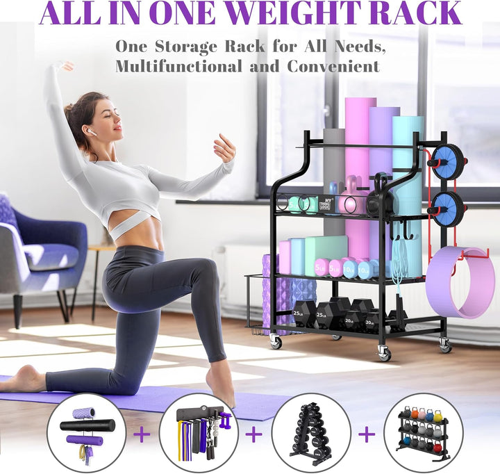 Mythinglogic Yoga Matte Regal, Yogamatte Organizer für Hanteln, Faszienrolle, Kettlebell und Yoga Bl