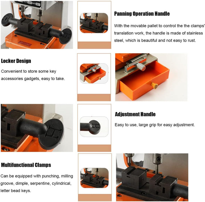 CDZHLTG Schlüsselkopiermaschine, 120W Professionelle Universal Schlüsselfräsmaschine Säulenbohrmasch