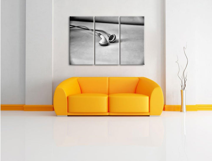 Pixxprint Monocrome, Kopfhörer 3-Teiler Leinwandbild 120x80 Bild auf Leinwand