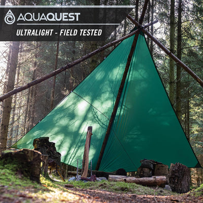 AquaQuest Guide wasserdichte Campingplane - Ultraleichter Biwak-Unterschlupf oder Regenschutz - Wand