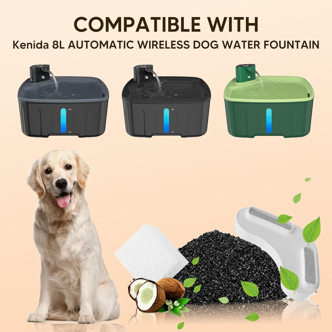 Kittyspout Filter für Trinkbrunnen, Ersatzfilter für 8L/270 oz grossen Hundebrunnen, 8er-Pack Filter