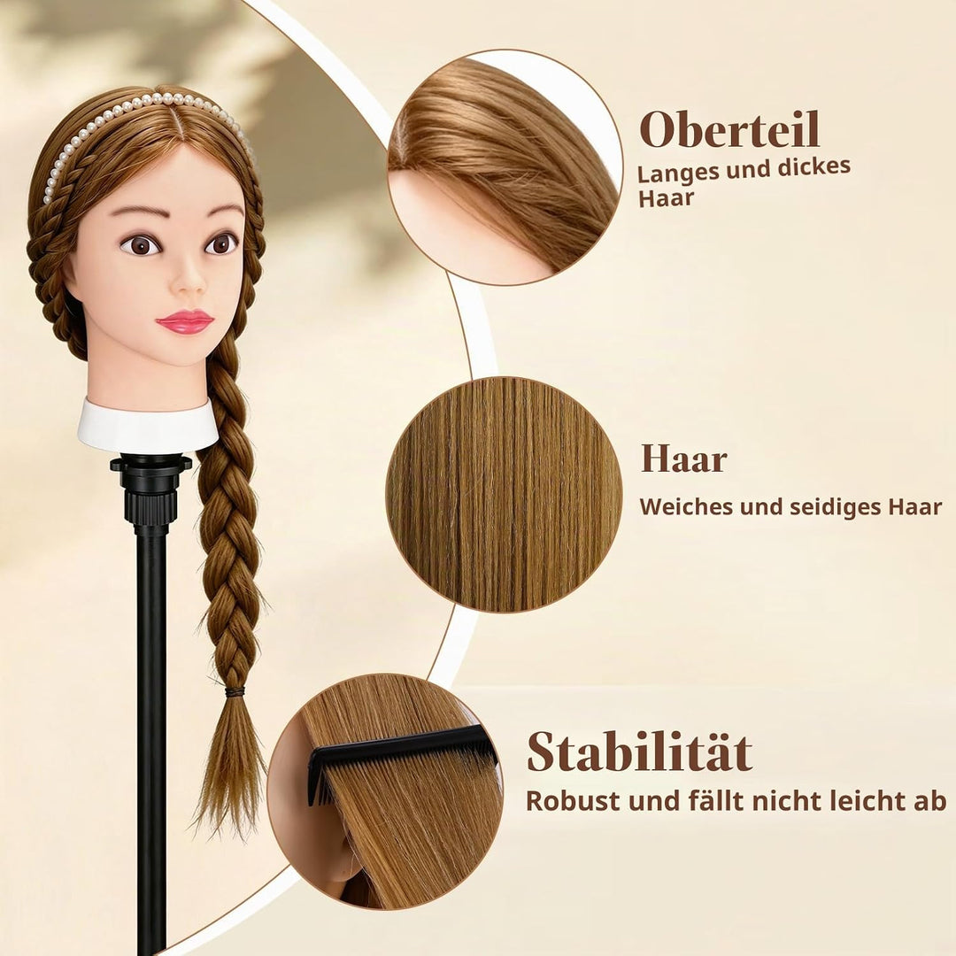 Yofuly 26 Zoll Trainingsköpfe, 80% Echthaar Kosmetik Schaufensterpuppenkopf mit Tischklemme &amp; DIY-Ha