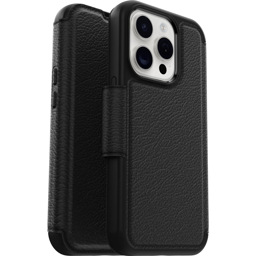 OtterBox Strada Hülle für iPhone 15 Pro für MagSafe, stossfest, sturzsicher,Premium Lederfolio mit z