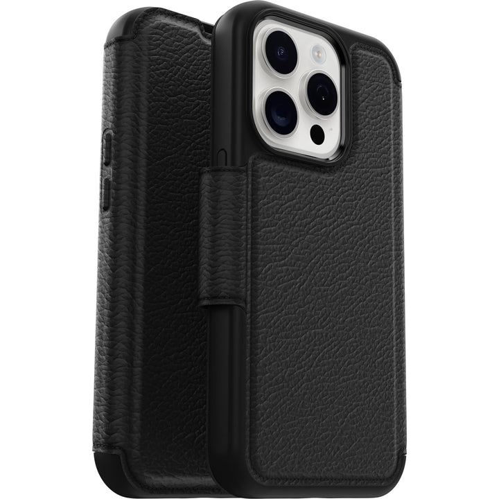 OtterBox Strada Hülle für iPhone 15 Pro für MagSafe, stossfest, sturzsicher,Premium Lederfolio mit z