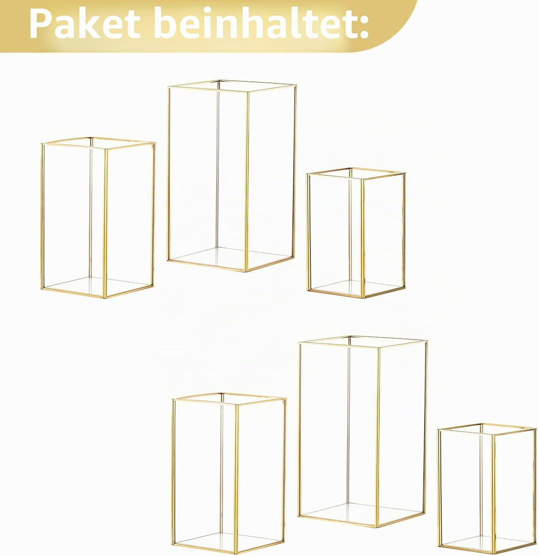 Nuptio Kerzenständer Glas Windlicht: 6 Stücke Gross Kerzenhalter Stumpenkerzen, Dekorative Laternen