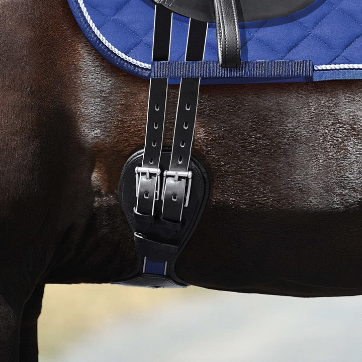Blue Wave Sattelgurt Schwarz Leder mit Ellenbogenausschnitt D-Ring 60cm, 60cm