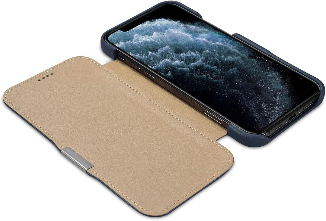 Mobiskin Hülle kompatibel mit Apple iPhone 12 Mini (5,4 Zoll), Handyhülle mit echtem Leder, Case, Sc