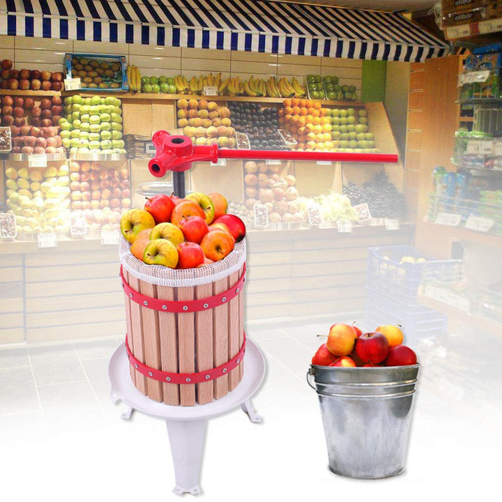 NAIZY Obstpresse Manuell Obstmühle 6L Weinpresse mit Hölzernem Korb Apfelpresse Obsthäcksler Trauben