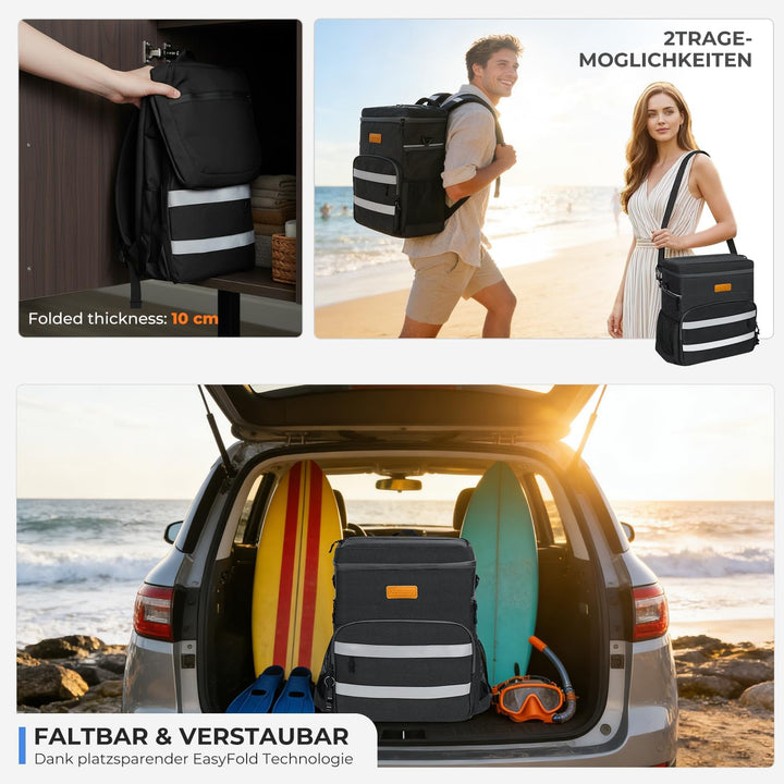 30L Kühltasche Gross Faltbar Kühlbox, Kühltasche für Essen & Getränke, Kühltasche Picknicktasche, Is