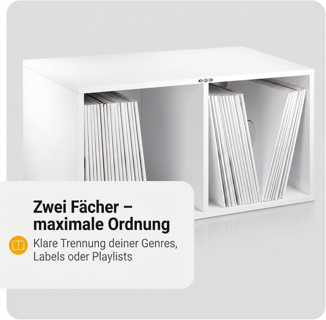 Zomo VS-Box 200 Vinyl Aufbewahrungsbox - 705 x 335 x 370 mm - Weiss - MDF Holz - Regal für Schallpla