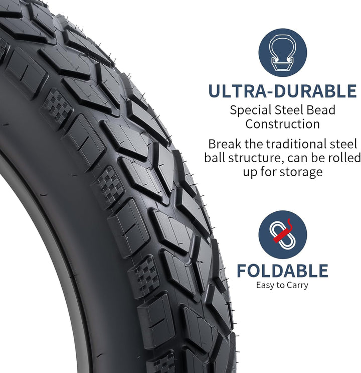 YunSCM 2er-Pack 20 Zoll Heavy Duty E-Bike Reifen 20x4.0 Mantel Plus 2er-Pack 20 Zoll Fat schlauche 2