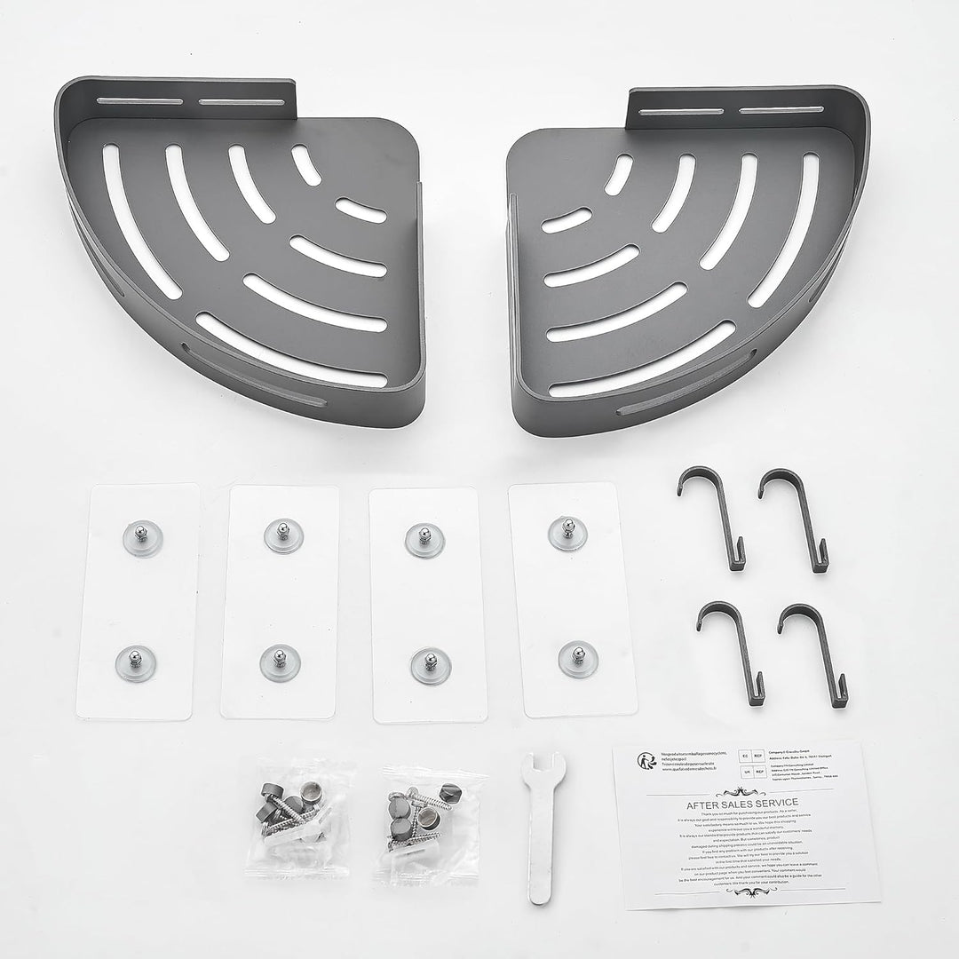 GRICOL Eckablage Duschkorb Duschregal ohne Bohren Duschablage Metall Mit 4 Haken Dusche Ablage Badre