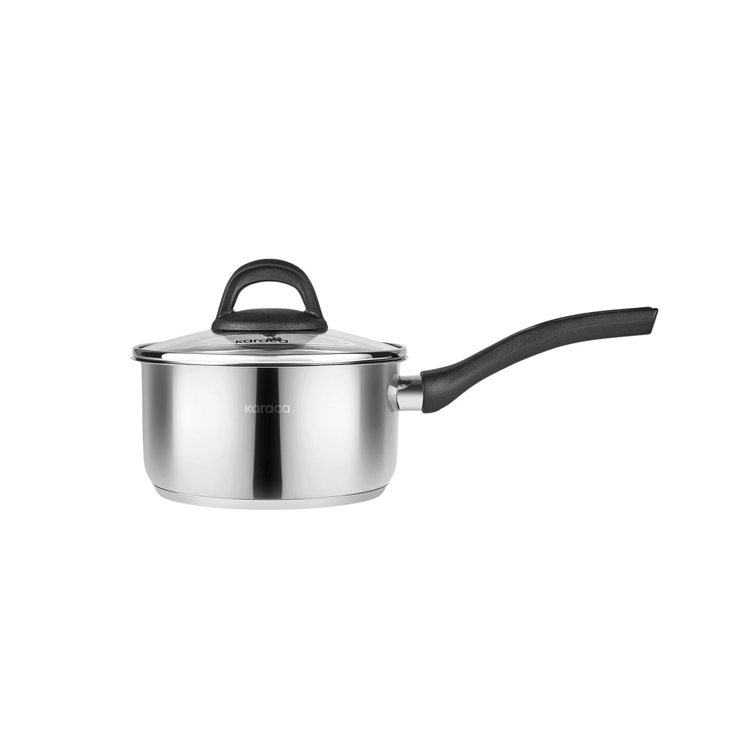 KARACA Gastro Milchtopf, 16 cm - Edelstahl 304, 1,6 Liter Milchkännchen mit Deckel