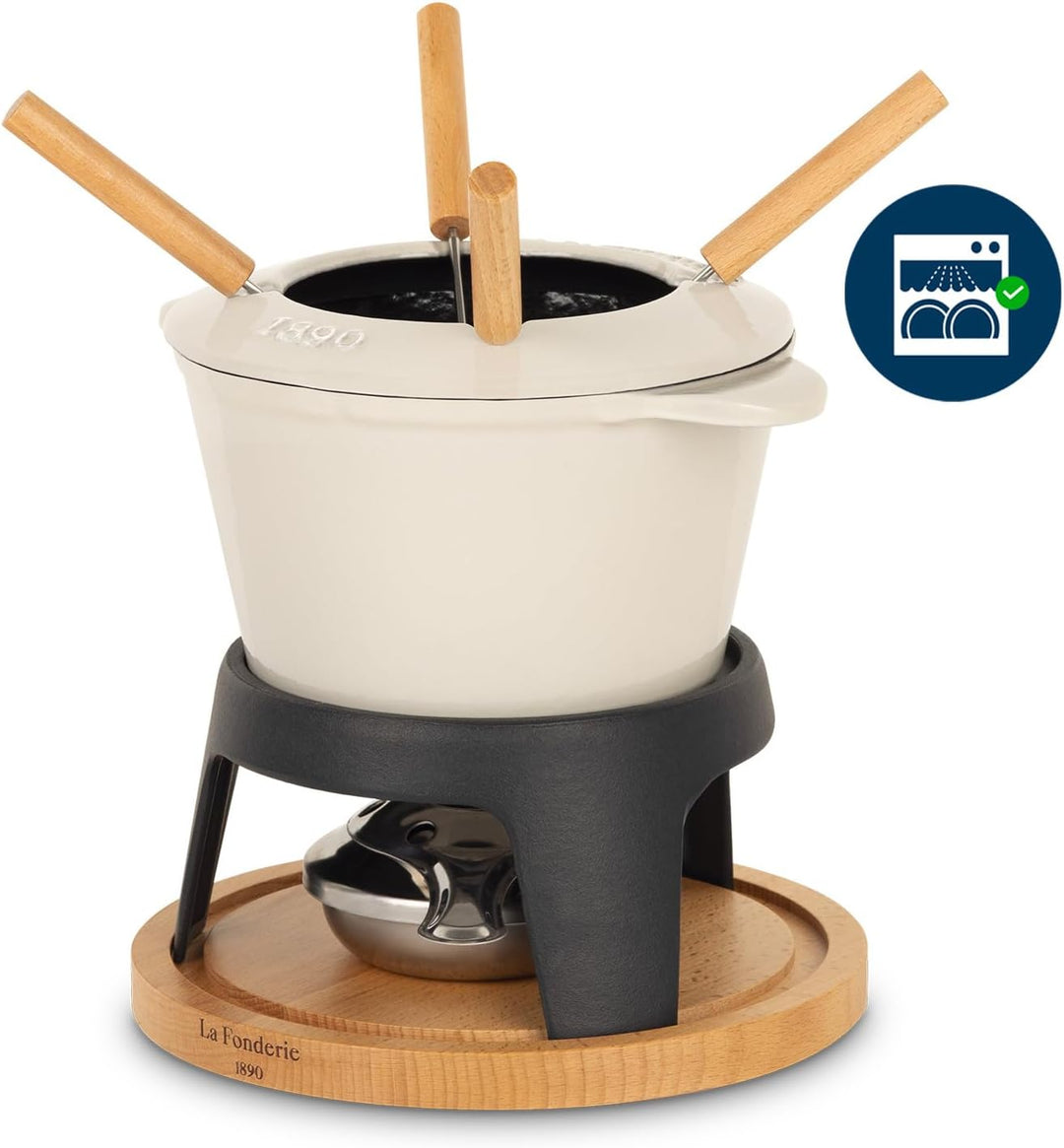 La Fonderie 1890 Fondue-Set aus Gusseisen, Beige, 4 personnes