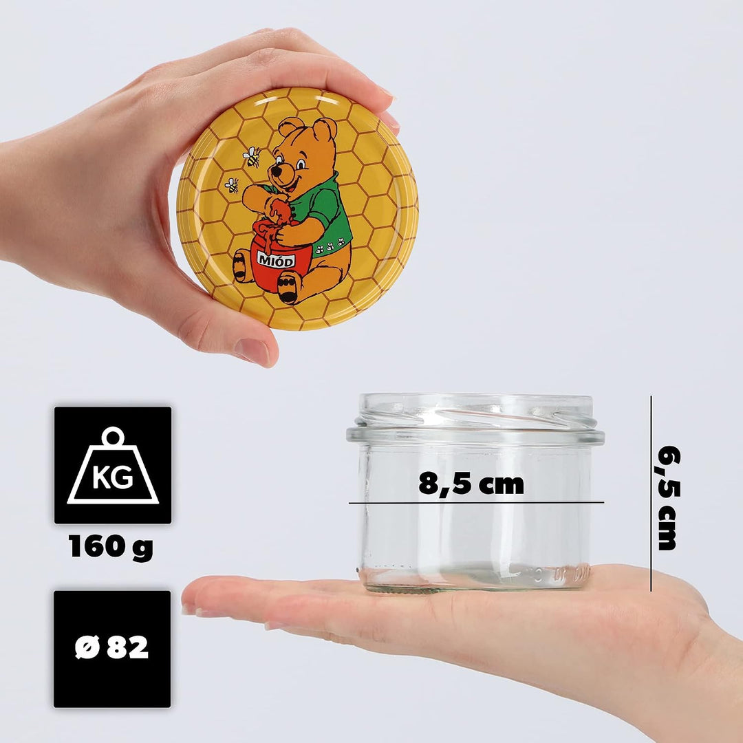 KADAX 20er Set Marmeladengläser 235ml TO82 Winnie puuh, Einmachgläser Vorratsgläser Mason Jar mit Sc