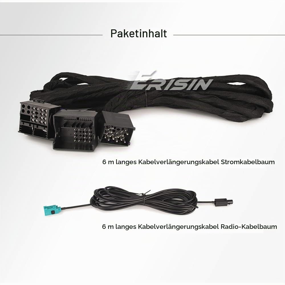 Erisin BM6M Extension Power 6M Kabelbaum Kabel 12 Pin Stecker 6M Strom&amp;Radio Verlängerungskabel für