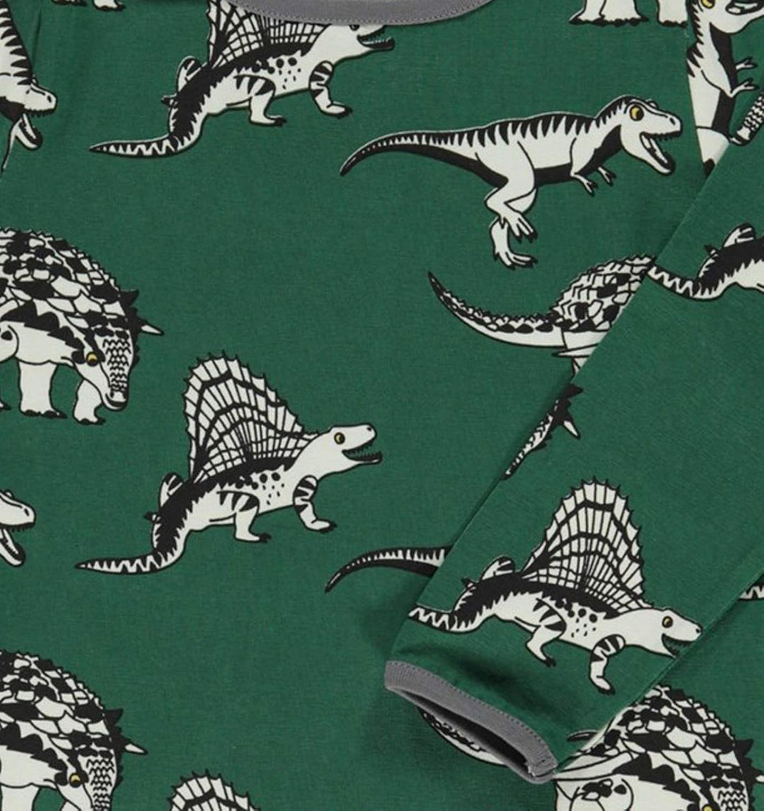 Smafolk Langarmshirt Longsleeve dunkelgrün Allover Dino Print 2-8 Jahre, Grösse: 3-4 Jahre