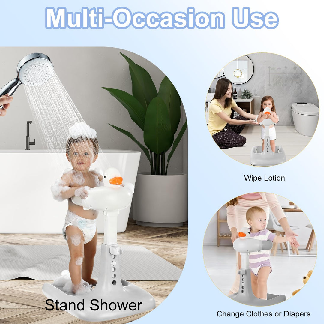 Verstellbar DuschstäNder Kinder, Stehhilfe Baby Dusche Antirutsch-Basis, Stehender DuschstäNder,Dusc