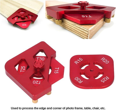 Frässchablone aus Aluminiumlegierung, Runde Ecke, Radius, Jig-Werkzeug-Set, Holzbearbeitungs-Fase, F