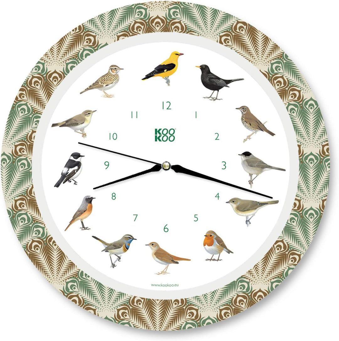 KOOKOO Singvögel Quarzwerk Feather Heart, Die Singende Vogeluhr, ist eine Uhr mit 12 heimischen Sing